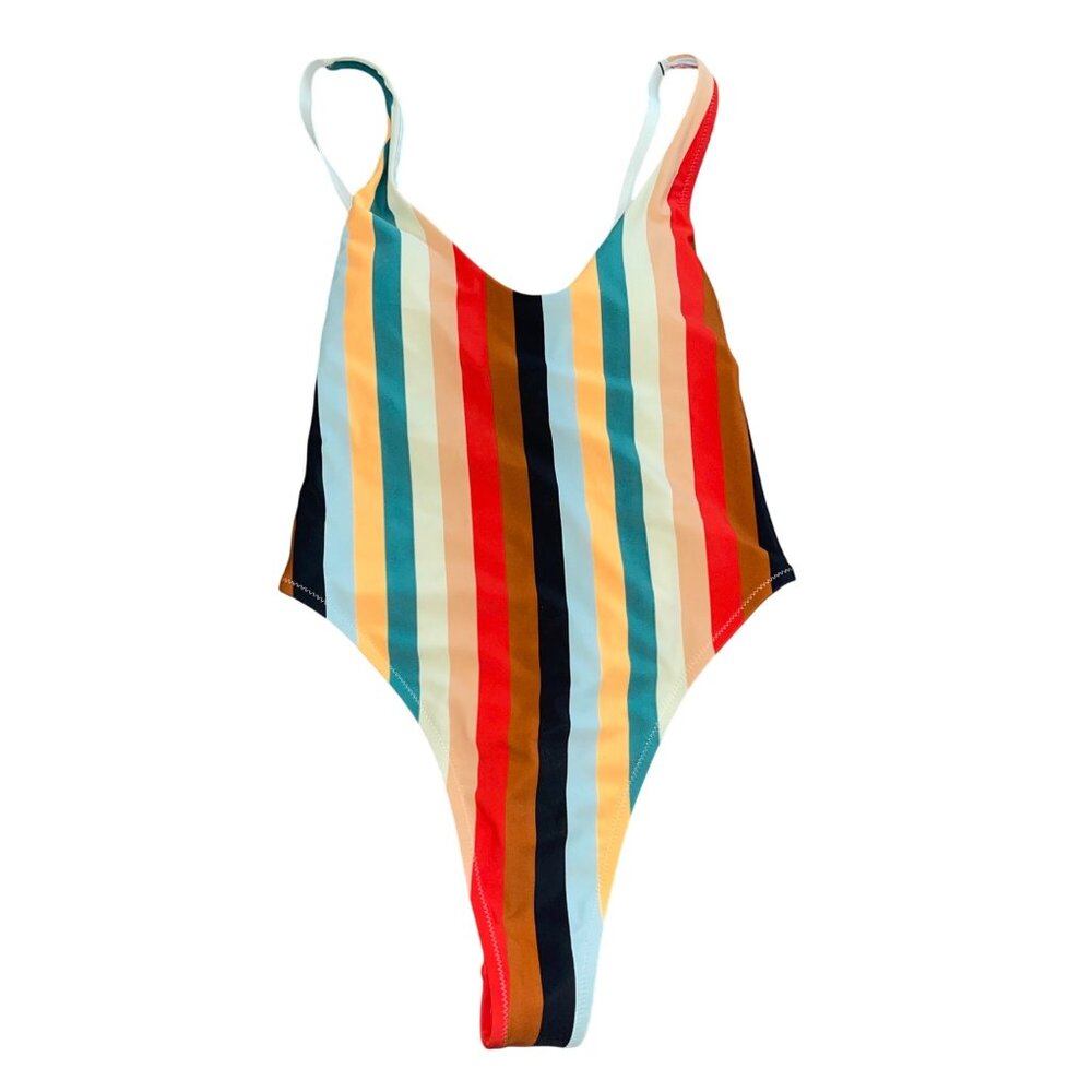 Relleciga Womens Swimsuit Size Small Multicolor One Piece Striped New
